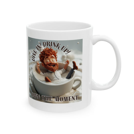 Unique Inspirational Ceramic Mug - "Dive Into the Moment" - Perfect Gift for Coffee Lovers
