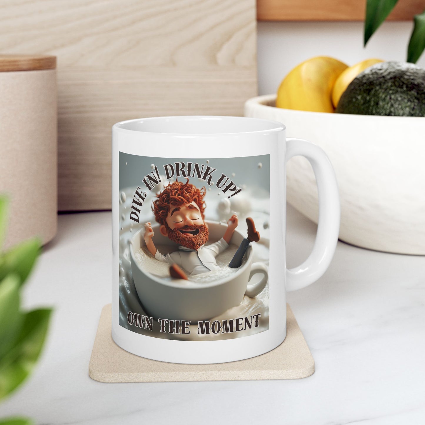 Unique Inspirational Ceramic Mug - "Dive Into the Moment" - Perfect Gift for Coffee Lovers